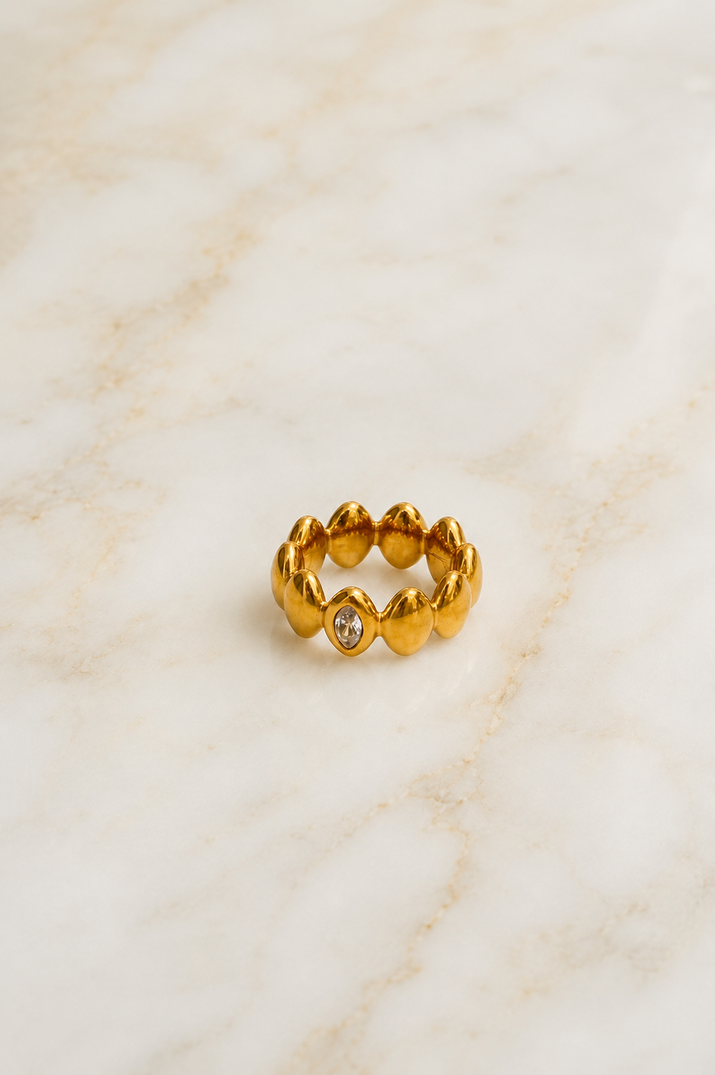 BEADED STONE RING