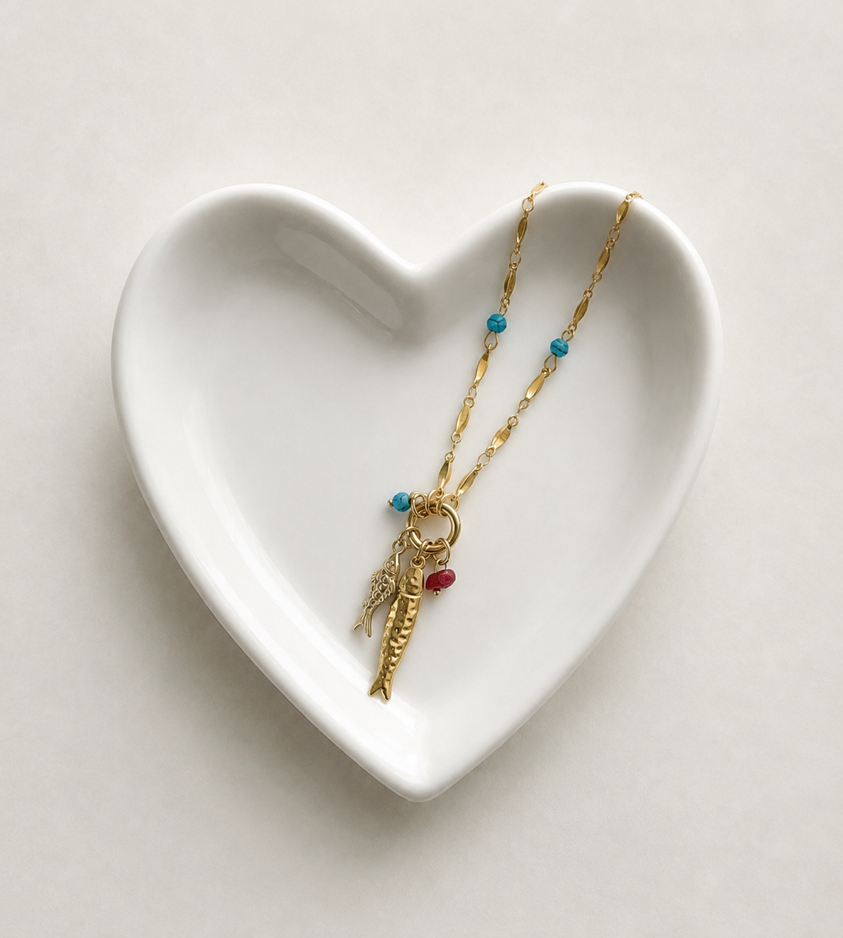 Gold Fish Charm Necklace