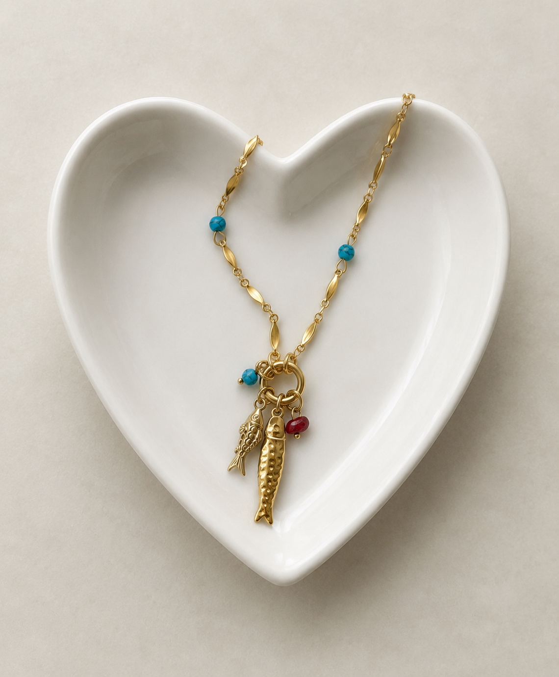 Gold Fish Charm Necklace